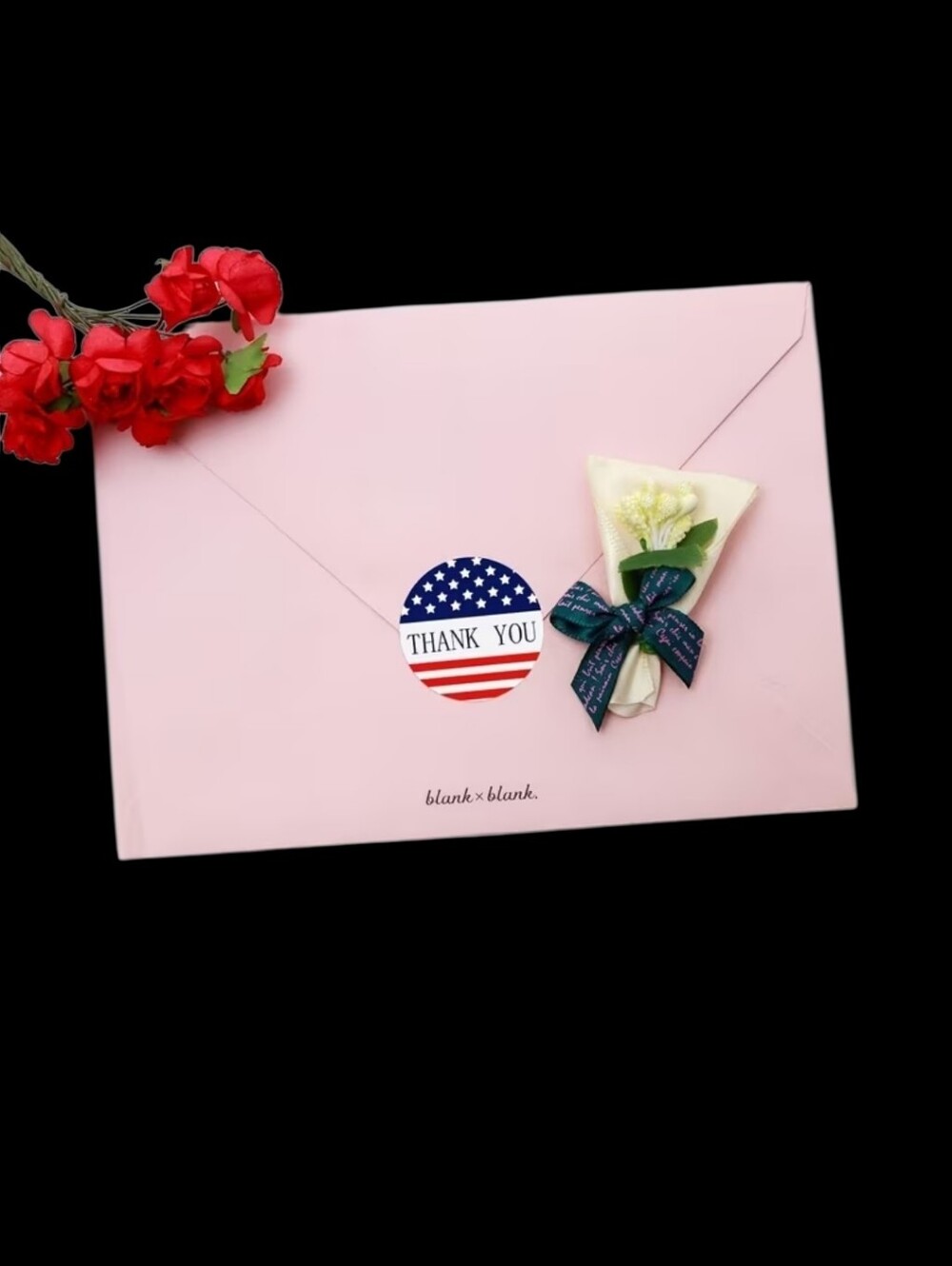 500ct. Patriotic Blue Red White Thank You Stickers -Bonus Random 3 Polymailers - Picture 3 of 4